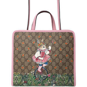 Gucci Yuko Higuchi GG Supreme Tote Shoulder Bag Pink